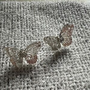 Elegant 3D Silver Butterfly Earrings